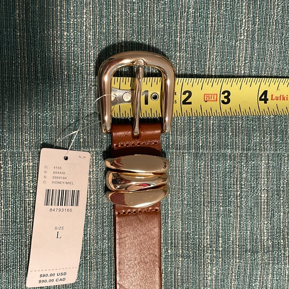Anthropologie Belt Leather LARGE Structured Keeper Goldtone Buckle Honey NEW - Picture 11 of 13